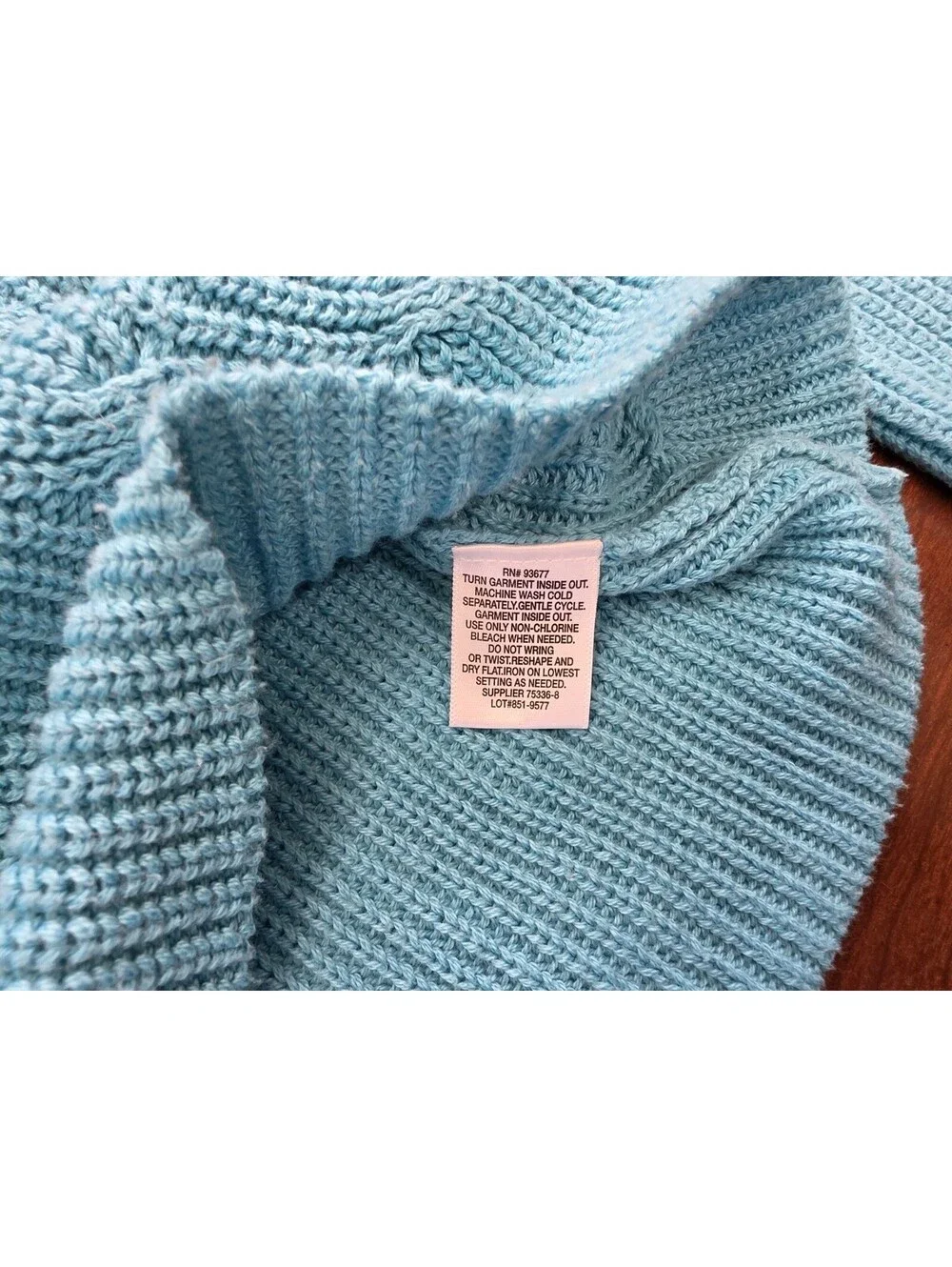 Liz Claiborne Large Turquoise Blue Cable Knit Cotton Blend Crewneck Sweater